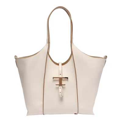 Tod's T-plaque Tote Bag In White