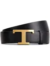 Tod's T Timeless Reversible Belt In Leather In Black