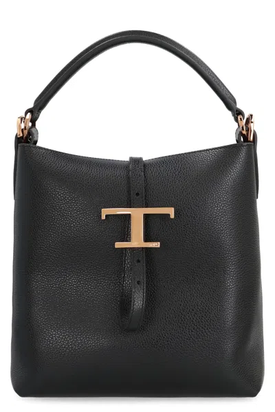 Tod's T Timeless Leather Bucket Bag In Black
