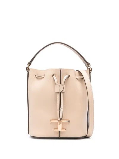 Tod's T Timeless Leather Bucket Bag In Neutrals