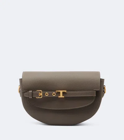 Tod's T Signature Crossbody Bag In Leather Mini In Green