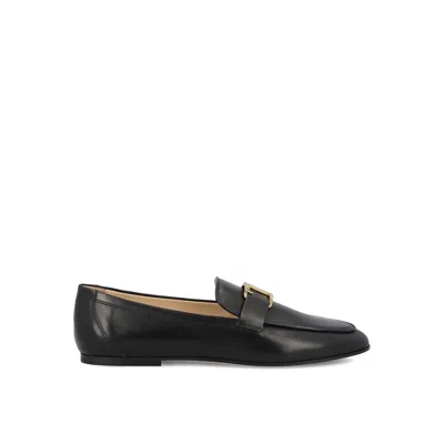 Tod's T Timeless Leather Loafers In Black