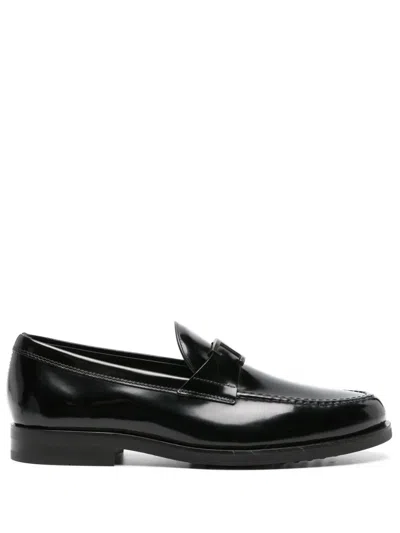 Tod's Leather Loafer With Iconic Horsebit In Black