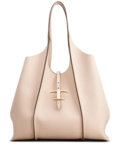 Tod's T Timeless Leather Shopping Bag In Pink