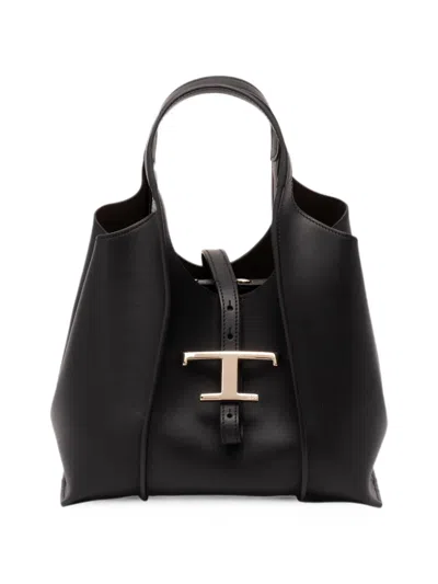 Tod's T Timeless Leather Shoulder Bag In Black