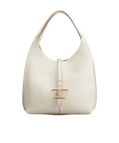 Tod's T Timeless Leather Small Shoulder Bag In White