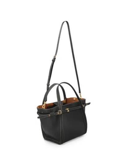 Tod's T Timeless Leather Tote Bag In Black