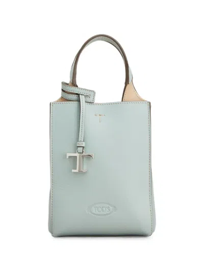 Tod's T Timeless Leather Tote Bag In Green