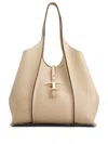 Tod's Small Leather Tote Bag With Flat Handles In Neutrals