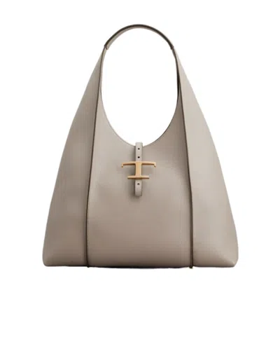 Tod's T Timeless Leather Tote Bag In Nude