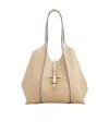 Tod's Small Leather Tote Bag With Flat Handles In Nude