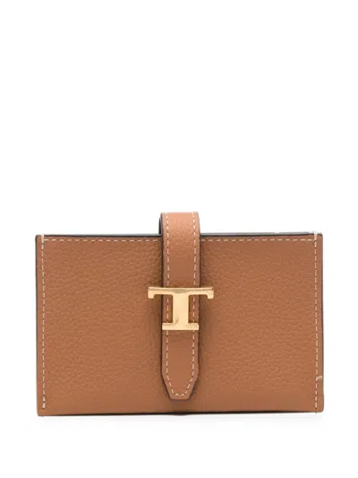 Tod's T Timeless Leather Wallet In Brown