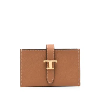 Tod's T Timeless Leather Wallet In Brown