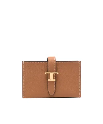 Tod's T Timeless Leather Wallet In Brown