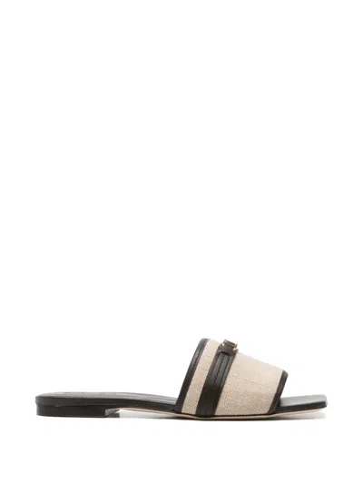 Tod's T Timeless Leather-trimmed Sandals In Black