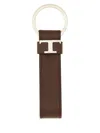 Tod's T Timeless Logo Keychain In Brown