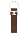 Tod's Taupe Calf Leather Keychain With Ostrich Print In Brown