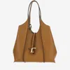 Tod's T Timeless Medium Leather Hobo Bag In Camel