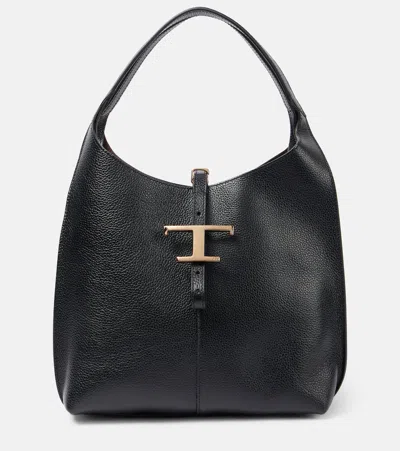 Tod's T Timeless Medium Leather Shoulder Bag In Schwarz