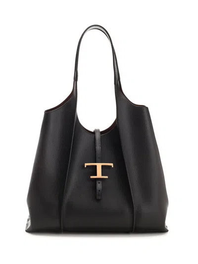 Tod's T Timeless Medium Shopping Bag In Black