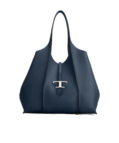 Tod's T Timeless Medium Shopping Bag In Blue