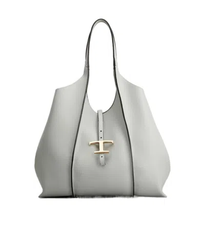 Tod's T Timeless Medium Shopping Bag In Gray