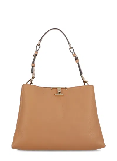 Tod's T Timeless Medium Shoulder Bag In Beige