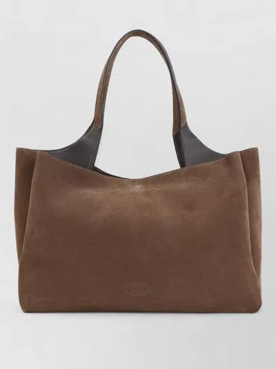 Tod's T Timeless Medium Suede Leather Tote Bag