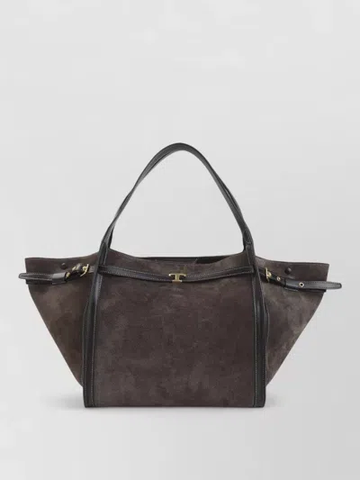 Tod's T Timeless Medium Suede Leather Tote Bag