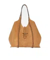 Tod's T Timeless Medium Suede Shoulder Bag In Brown