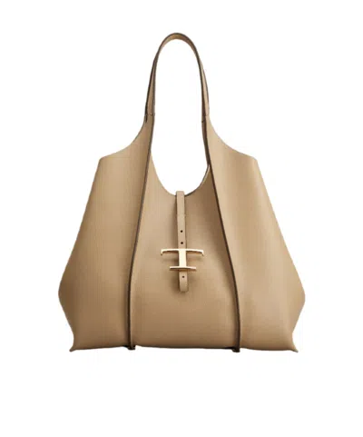 Tod's T Timeless Medium Tote Bag In Nude