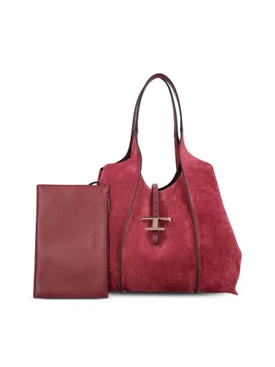 Tod's T Timeless Medium Tote In Red