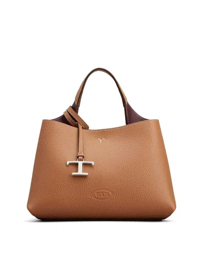 Tod's T Timeless Micro Leather Handbag In Brown