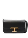 Tod's Calfskin Shoulder Bag With Sleek Design And Gold Hardware Accent In Black