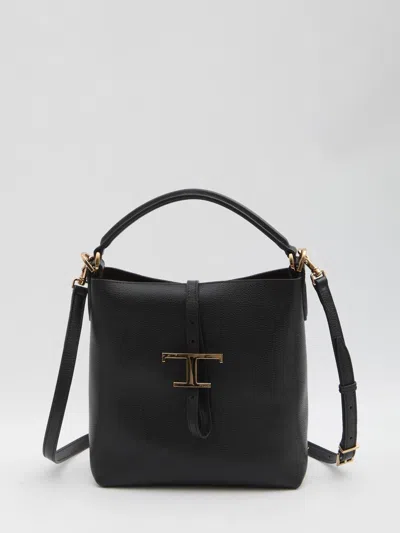 Tod's T Timeless Mini Bucket Bag In Black