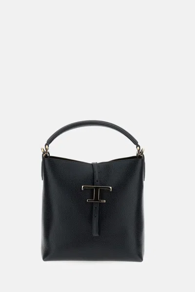 Tod's T Timeless Mini Bucket Bag In Black