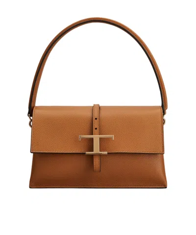 Tod's T Timeless Mini Flip Shoulder Bag In Brown