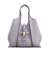 Tod's T Timeless Mini Leather Shopping Shoulder Bag In Gray