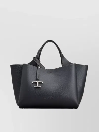 Tod's Tods T Timeless Pendant Mini Leather Tote In Black