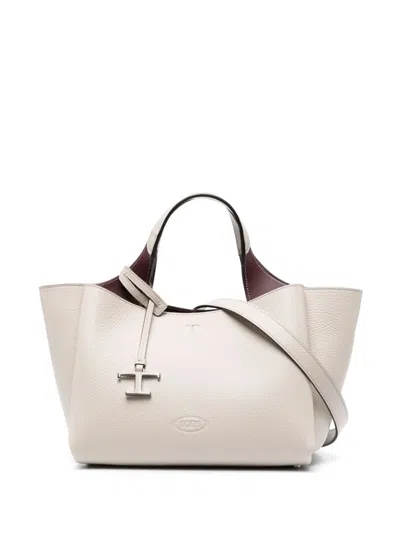 Tod's T Timeless Mini Leather Tote Handbag Handbag In White