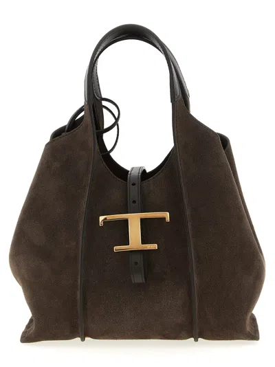 Tod's T Timeless Mini Shopping Bag In Brown