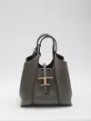 Tod's Mini Shopping Tote With Adjustable Strap In Gray