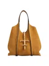 Tod's T Timeless Mini Shopping Bag In Suede In Orange