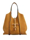 Tod's T Timeless Mini Shopping Bag In Suede In Nude