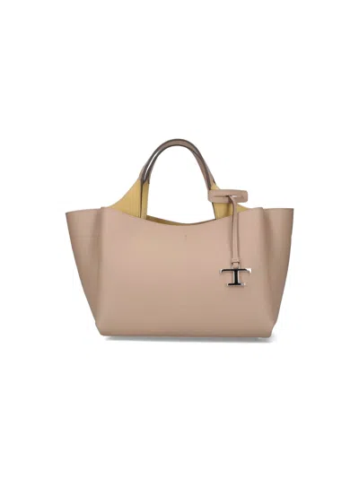 Tod's T-timeless Mini Tote Bag In Sand