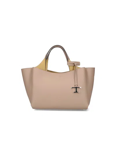 Tod's "t-timeless" Mini Tote Bag In Sand