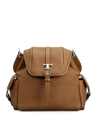 Tod's T Timeless Pebbled Backpack In Blue