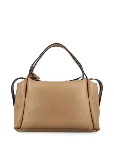 Tod's T Timeless Pebbled Leather Tote Bag In Neutrals