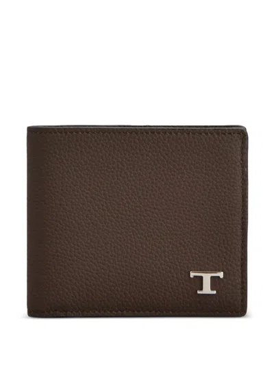 Tod's T Timeless Pebbled Wallet In Brown