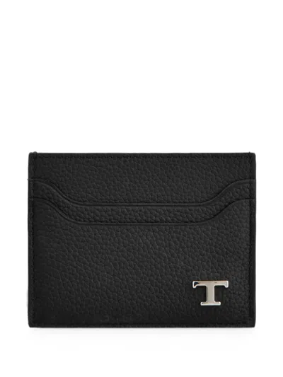 Tod's T Timeless Pebbled-leather Card Holder In Black
